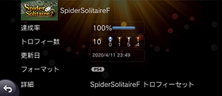 「スパイダーソリティア - F PS4トロフィー」の画像